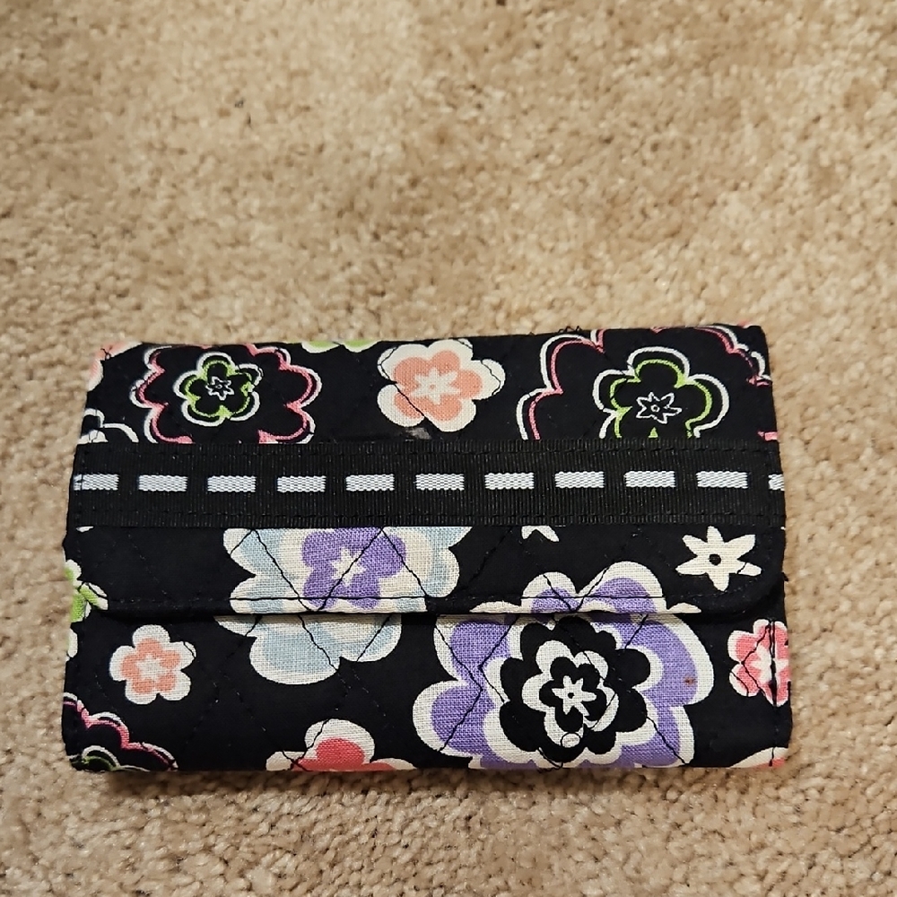 Vera Bradley Black and Purple Floral Wallet